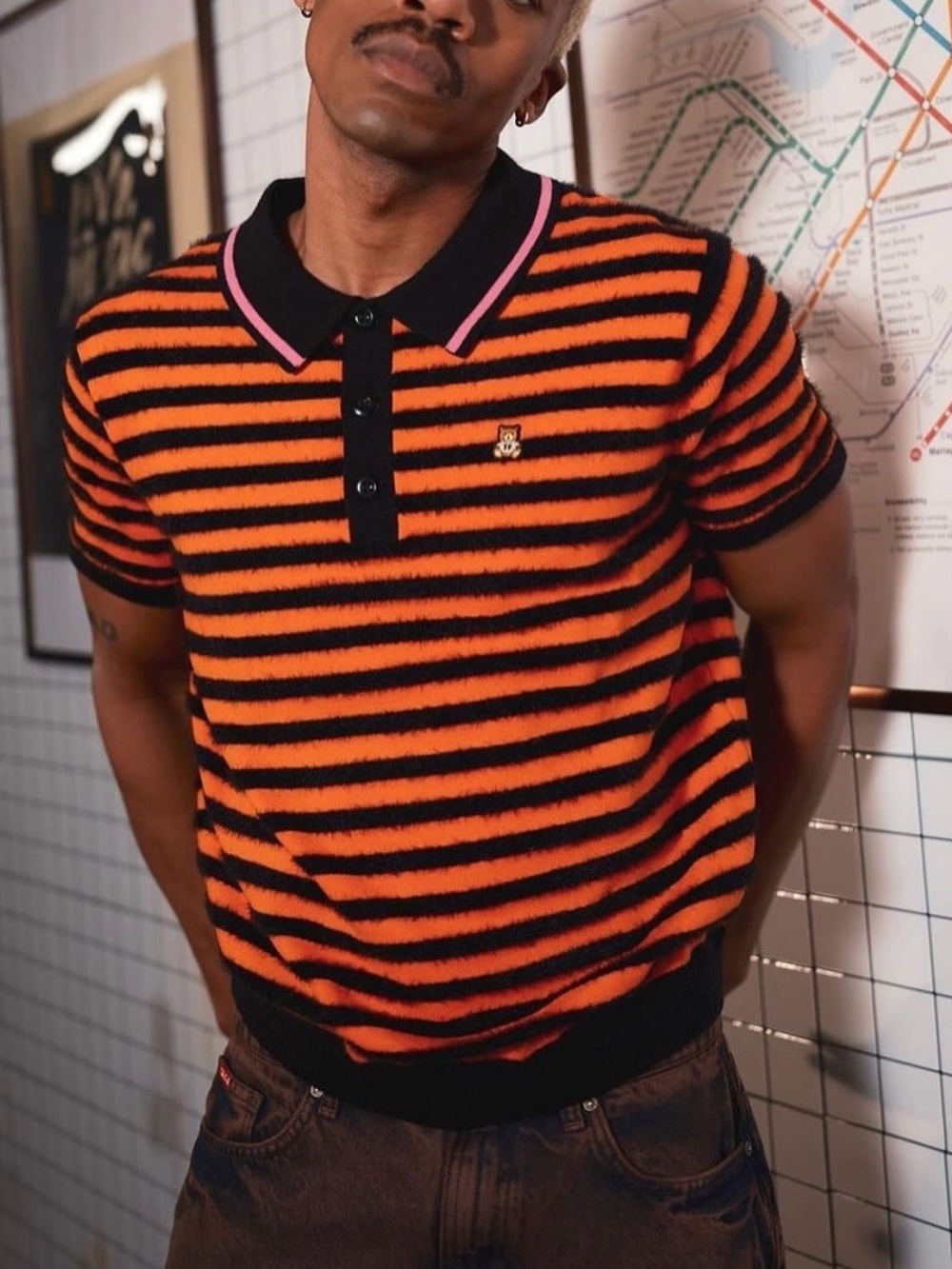 Teddy Fresh Orange & Black Striped shirt